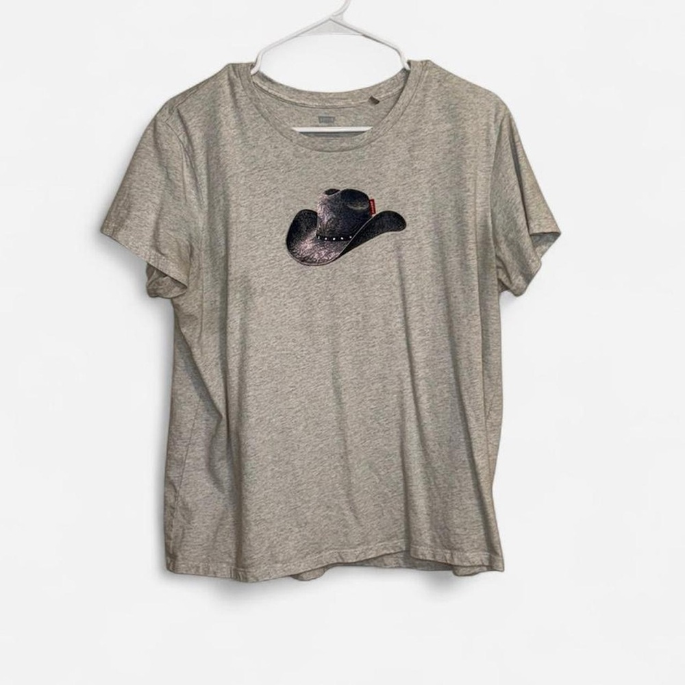 Levi's Gray Short Sleeve Tee with Black Hat Graphic